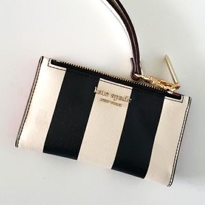 Kate Spade Wristlet Wallet Coin Purse Clutch Navy Blue & White Striped